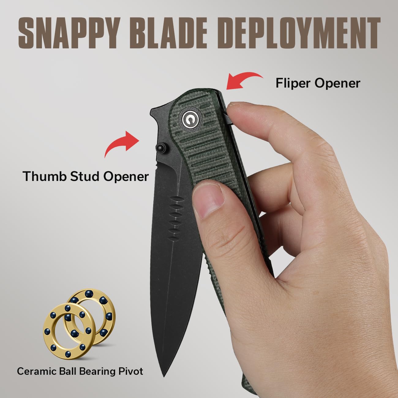 CIVIVI RS71 Pocket Knife for Men, Folding Knife with 4" Nitro-V Long Blade Micarta Full-size Handle C23025-3