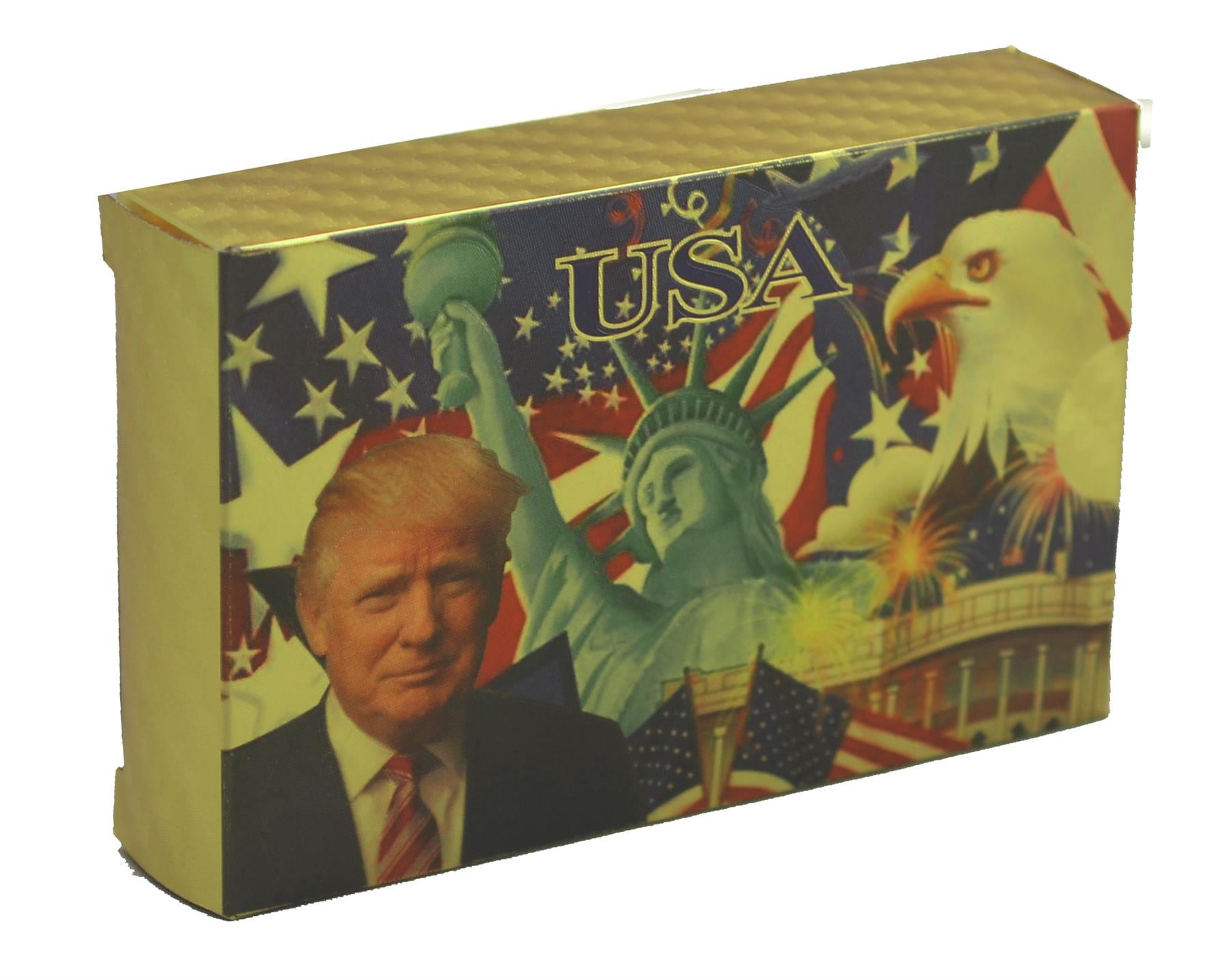 Pack of 2 USA Trump/Bald Eagle Waterproof Gold Foil Playing Cards 