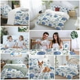 thumbnail image 5 of Blue Hydrangea Bedding Duvet Cover Set King Size 4 Pieces Eucalyptus Leaves Watercolor Plant Farm Bedding Set with Zipper Closure, 1 Comforter Cover 92x106 Inches 1 Flat Sheet & 2 Pillow Cases, 5 of 7