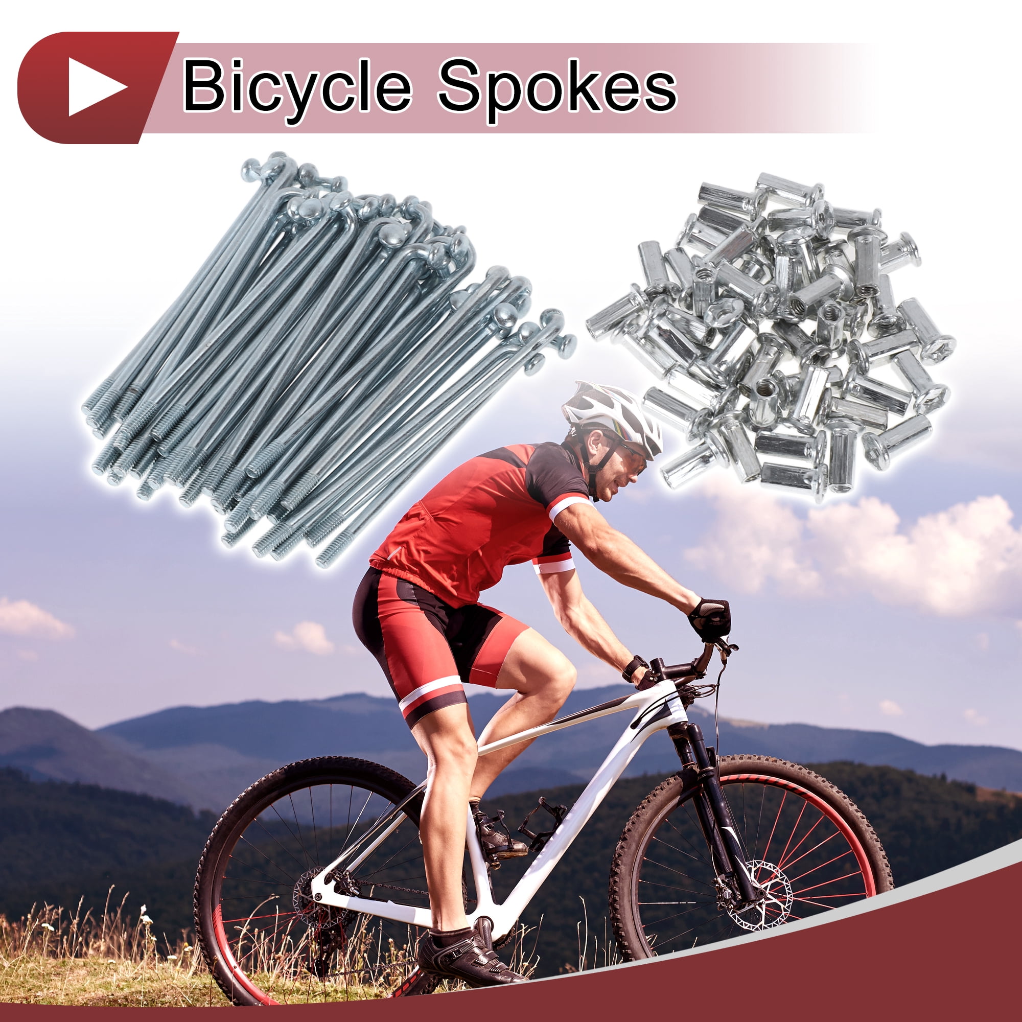 Unique Bargains 48Pcs 10G J Bend Bike Wheel Spokes Carbon Steel Galvanized Silver 2.95"