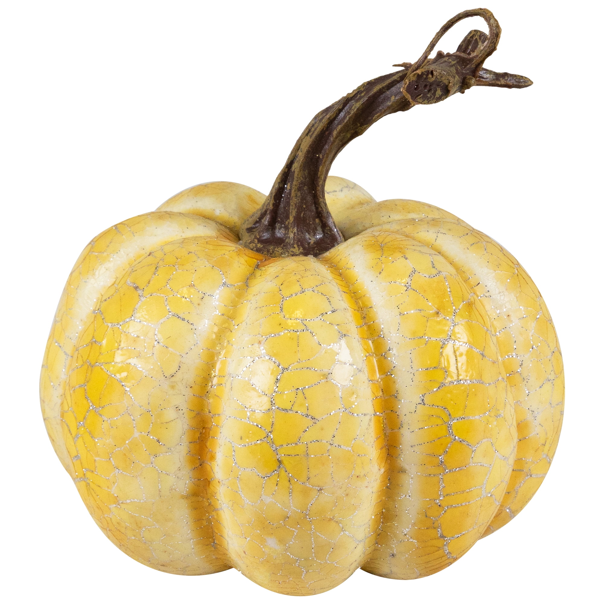 Set of 3 Antiqued White Crackle Finish Fall Harvest Pumpkins 4"
