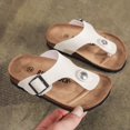 thumbnail image 4 of Boys Girls Cork Footbed Sandals Kids Flip Flops with Adjustable Braided Straps Kids Open Toes Flat, 4 of 5