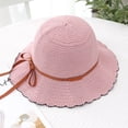 thumbnail image 4 of Fewfanhot Women Scalloped Wide Brim Straw Bucket Hat, UPF Sun Protection Foldable Beach Fisherman Hat with Fabric Ribbon Bow, 4 of 8