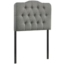 Pemberly Row Twin Upholstered Polyester Fabric Headboard in Gray