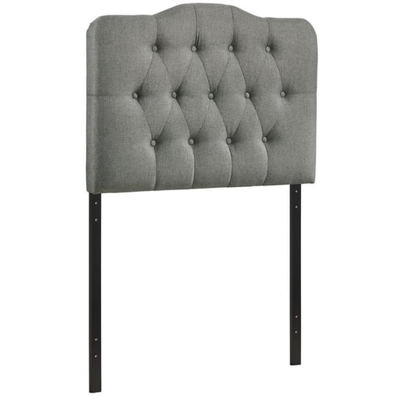 Pemberly Row Twin Upholstered Polyester Fabric Headboard in Gray