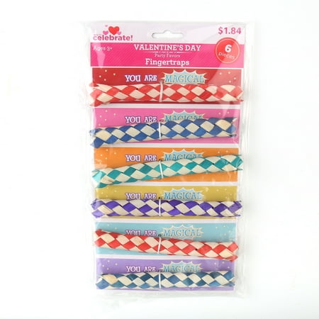Way To Celebrate Valentine's Day Party Favors, Fingertraps, 6 Count