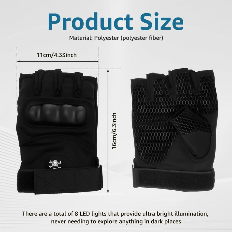 LED Flashlight Gloves Hands Free Half Finger Lighted Gloves
