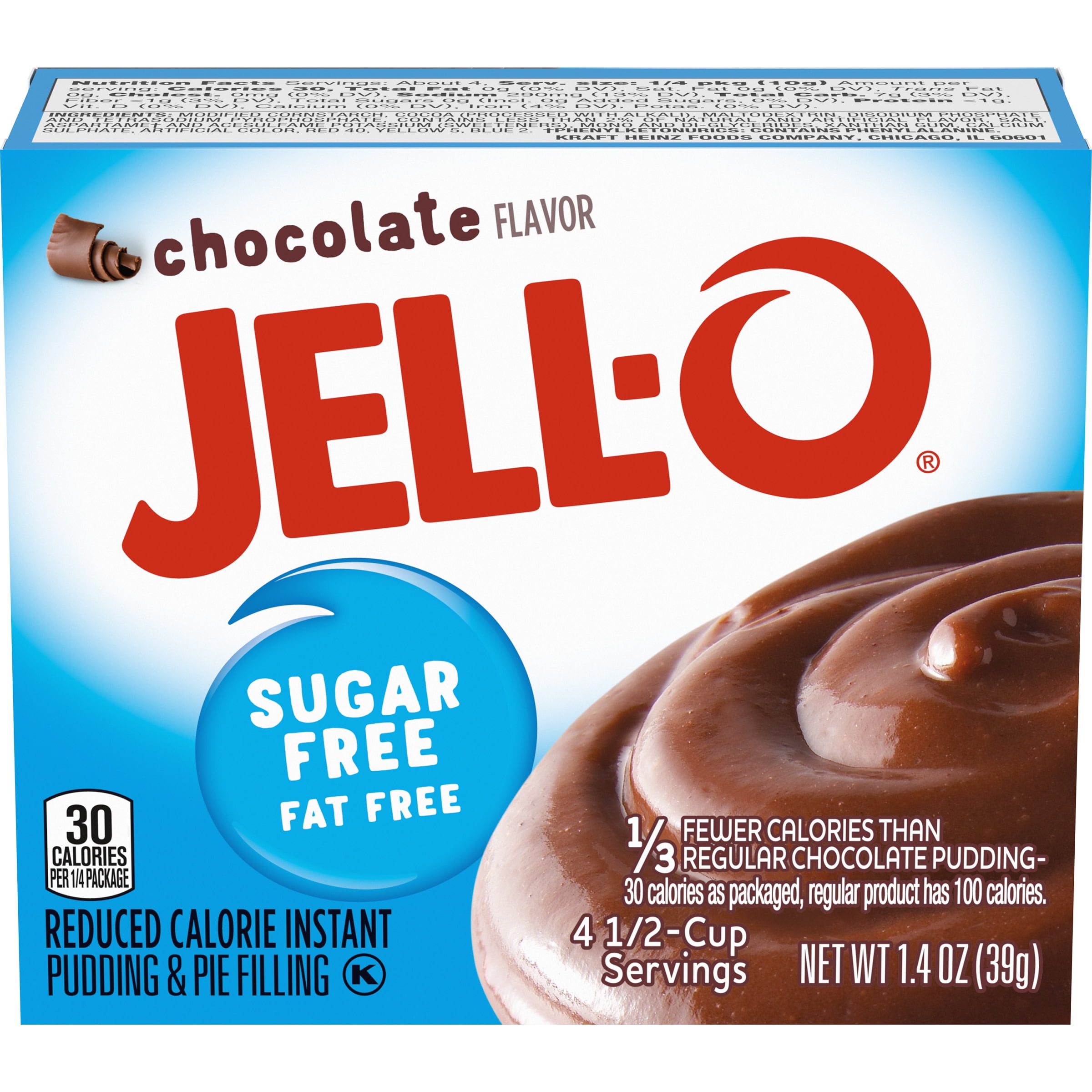 JellO Chocolate Sugar Free & Fat Free Instant Pudding & Pie Filling