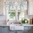 thumbnail image 2 of Light Blue Palm Tree Window Valance Curtain Wood Grain Rod Pocket Short Curtain for Living Room, Bedroom & Kitchen Window Decor 54x18in, 2 of 8