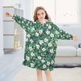 thumbnail image 5 of FORMRS Wearable Blanket Hoodie with Sleeves for Kids Cozy Flannel Sweatshirt, Small White Flowers, 5 of 7
