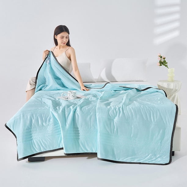 Edredón de verano suave y lavable, agradable para la piel – Manta transpirable con aire acondicionado para climas cálidos, ropa de cama de algodón ligera para dormitorio, residencia estudiantil