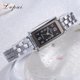thumbnail image 4 of Ivpai Reloj femenino con esfera cuadrada de cuarzo y correa de aleación con pulsera de diamantes de imitación (negro plateado), 4 of 5