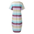 thumbnail image 5 of Maxi Dresses For Women 2024 Stripe Casual Short Sleeve V Neck Short Party Dress A-Line Flowy Maxi Dresses, 5 of 6