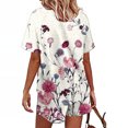 thumbnail image 6 of Summer Savings Clearance! Edvintorg Women's Summer 2 Piece Outfits Shorts Sets Fashion Women Casual Print Short Sleeve Button Tops Nightwear Shorts Sleepwear Sets White S, 6 of 6
