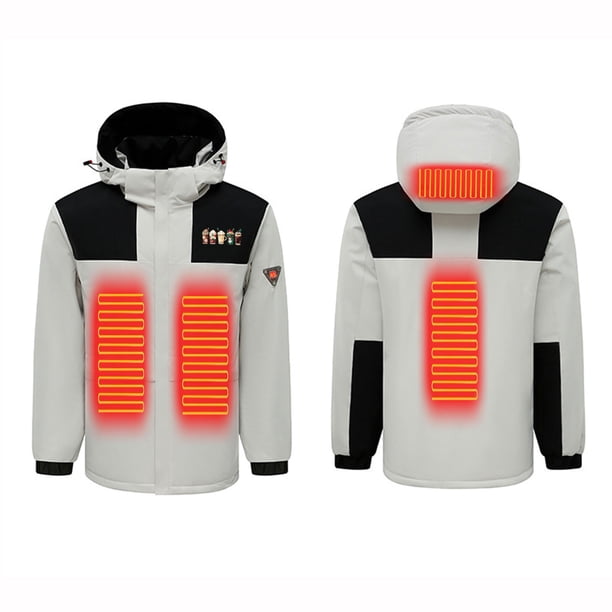 Chaquetas y abrigos casuales de manga larga con capucha, con USB, temperatura constante, calefactables, resistentes al viento, talla grande, para hombre y mujer, invierno, 4 unidades