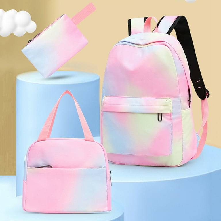 Kingzram Girls School Backpack Galaxy Schoolbag Laptop Bookbag Insulated  Lunch Tote Bag Purse Teens Boys Kids (Colorful pink) 