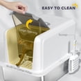 thumbnail image 5 of PawHut Stainless Steel Cat Litter Box, Extra Large 2 in 1 Kitty Litter Box with Removable Lid, Scoop, Filter Bags, for Small to Large Cats, White, 5 of 10