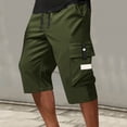 thumbnail image 2 of Men's Drawstring Waist Cargo Shorts Loose Fit Multi Pocket Athletic Workout Knee Length Trousers for Outdoor and Casual Wear, 2 of 2