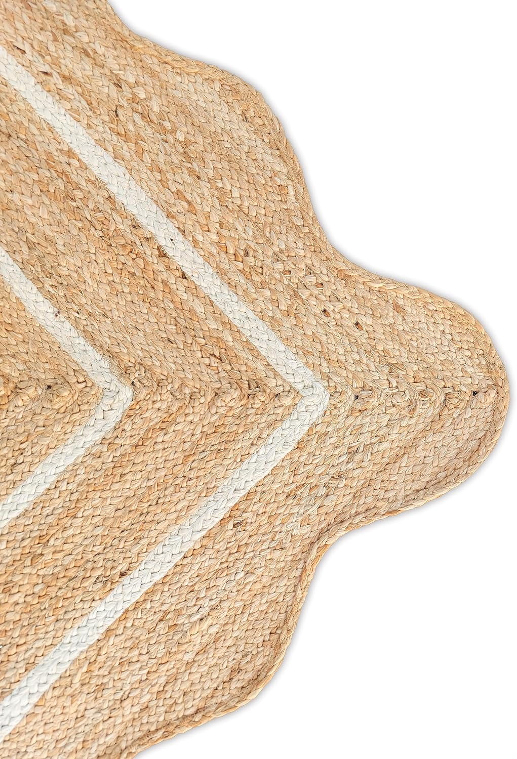 Weaving Village Wave Scalloped Natural Jute Rug Boho Jute Rug Entryway Runner Rug Farmhouse Scallop Rug, Off White (8'x10')
