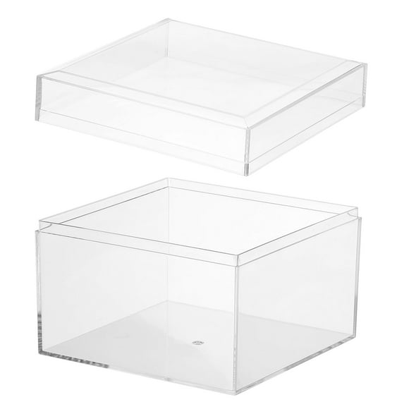 Uxcell Acrylic Box with Lid, Clear Acrylic Display Boxes Plastic Square Cube Containers Storage Organizer 4.72"x4.72"x3.54"