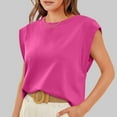 thumbnail image 3 of Defitshape Women's Soft Tank Top Casual Blouse Summer Sleeveless Shirt Crew Neck Spring Short Sleeve Fall Cap Sleeve Blouse Pink Large, 3 of 4