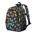 thumbnail image 2 of Butterfly and Multicolor Black Pattern Backpack for School, Cute School Bag with Adjustable Shoulder Straps and Padded Back, 15"x11.42"x5.5", 2 of 5
