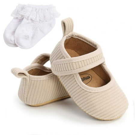 

Slopehill Baby First Walkers Clothing Baby Shoes Newborn Infant Girls Princess Moccasins Cute Solid Soft Shoes + Socks Two Piece 0-18M For Spring and Autumn