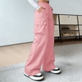 thumbnail image 4 of Neewe Womens High Waisted Loose Casual Long Straight Cargo Pants Elastic Drawstring Trousers with Pockets, 4 of 7
