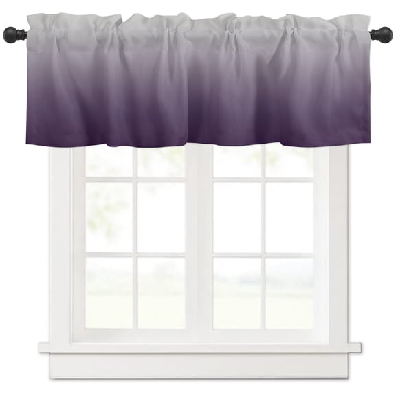 Hokiten Rod Pocket Curtain Valance, Purple Ombre Farmhouse Window Valance for Living Room, Bedroom, Kitchen Farmhouse Gradient Modern Abstract Art 54"W x 18"L
