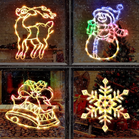 Luces de Silueta para Ventanas Navideñas Minetom
