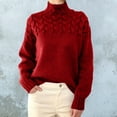 thumbnail image 2 of Womens Sweater Turtleneck Cowl Neck Solid Color Casual Fashion Fall Winter Tops for Women Red, 2 of 4
