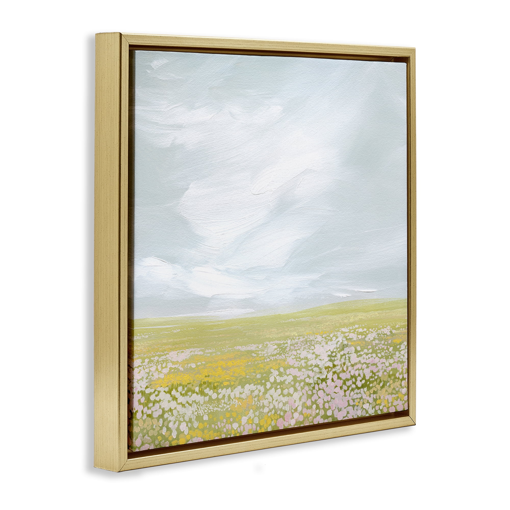Stupell Industries Endless Spring Meadow Landscape & Nature Painting Gold Floater Framed Canvas Art Print Wall Art, 25 x 25