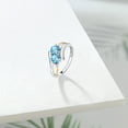 thumbnail image 4 of Gem Stone King 1.32 Cttw Round Swiss Blue Topaz and Lab Grown Diamond 925 Silver and 10K Yellow Gold  Two Stone Crossover Ring for Women (Size 7), 4 of 5