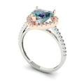thumbnail image 2 of Halo Engagement Ring for Women - 2.285ct Blue Moissanite in 18K White/Rose Gold Promise Ring, 2 of 6