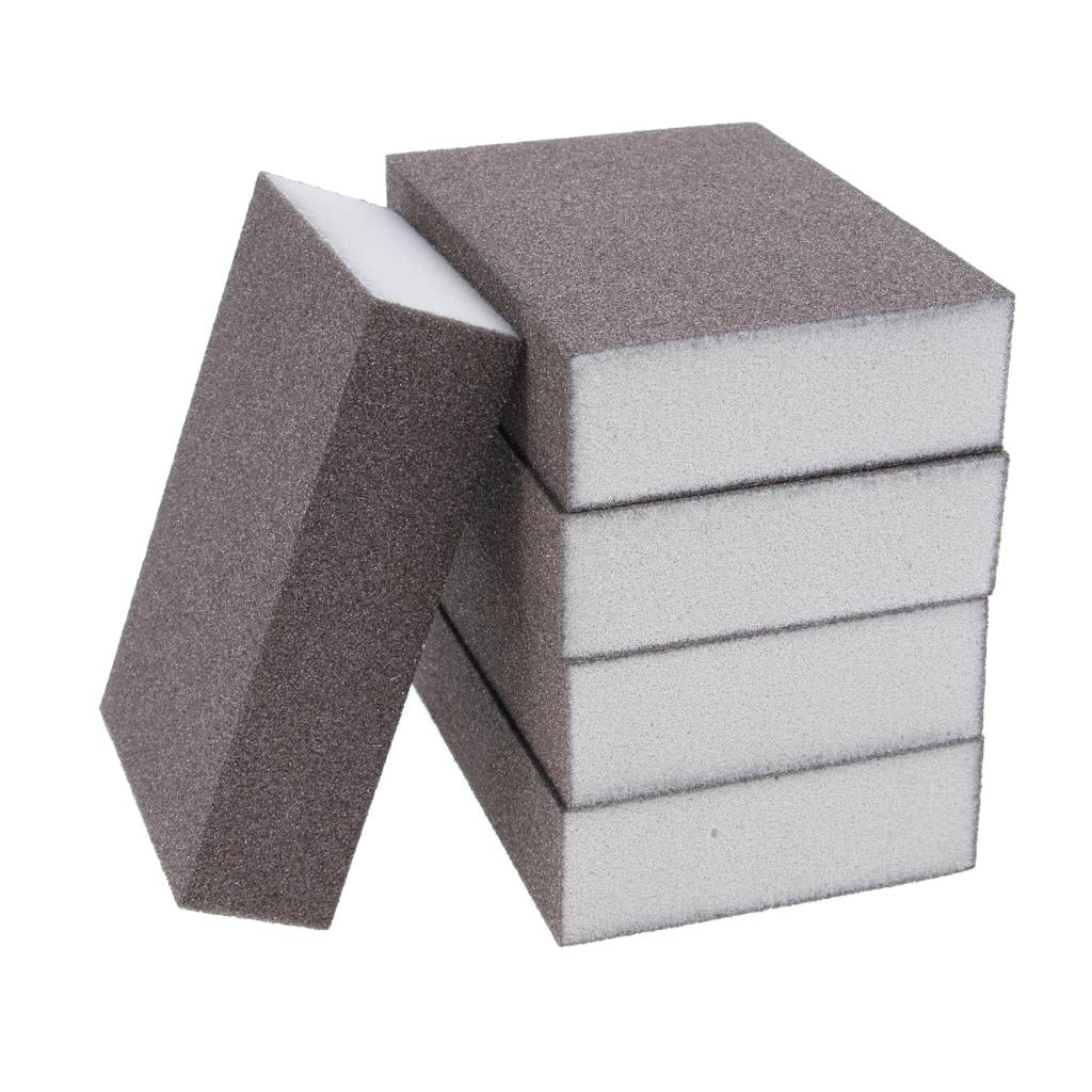 5PC Abrasive Wet Dry Sanding Foam Sponge Block Pad Plastic Metal 60-600 Grit 