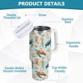 thumbnail image 4 of 40 oz Tumbler With Handle Stainless Steel Insulated Tumbler With Lid for Car Cup Holder Turtles Seahorses and Fish Pattern, 4 of 9