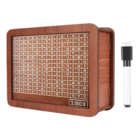 XIBUFE 2026 New Savings Challenge Box,Save 5000 Money Box,Wooden 5000 Savings Box,Wooden Money Box,Reusable Wooden Money Box for Cash 5000 for Budgeting,Financial Planning,Saving Goals,Home Use