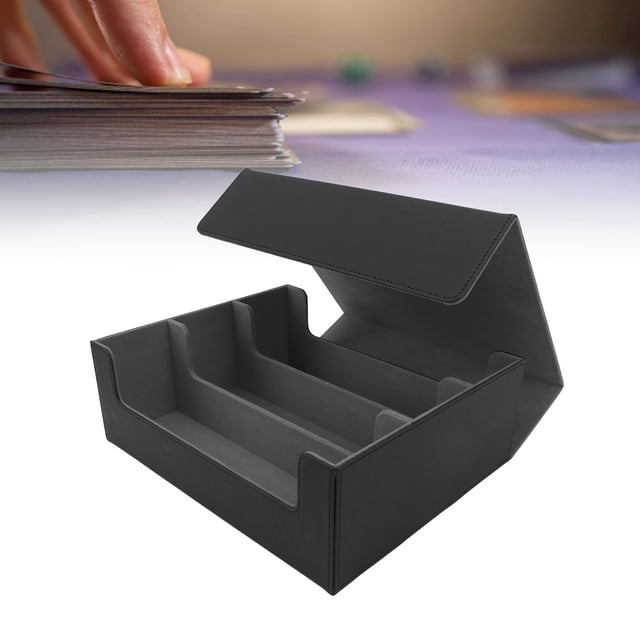 Card Deck Box Large Capacity Magnetic Closure PU Leather Storage Case for Game Tarot Cards 3 Rows