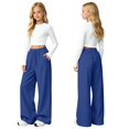 thumbnail image 6 of KVPLBQFD Tween Drawstring Wide Pants Girls Teens Fall Winter Relaxed Bottoms Sweatpants for Girls Side Pockets Comfy Street Style Girls Pants, 6 of 9