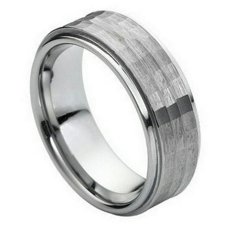 3.25 Mm Hammered Band - 9mm Tungsten Carbide Stepped Edge With Hammered Center Wedding Band Ring For Men Or Ladies