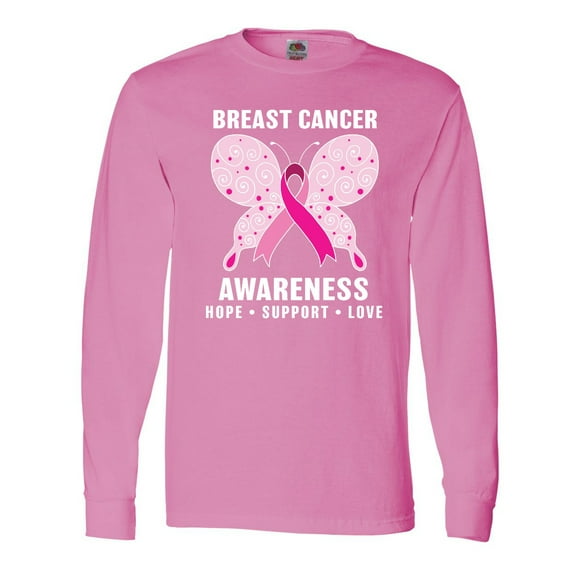 Inktastic Breast Cancer Awareness Hope Support and Love Long Sleeve T-Shirt
