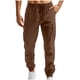 thumbnail image 1 of Pantalones largos para hombre, lisos, informales, con bolsillos, cintura elástica, para exteriores, cargo, de poliéster, 1 of 5