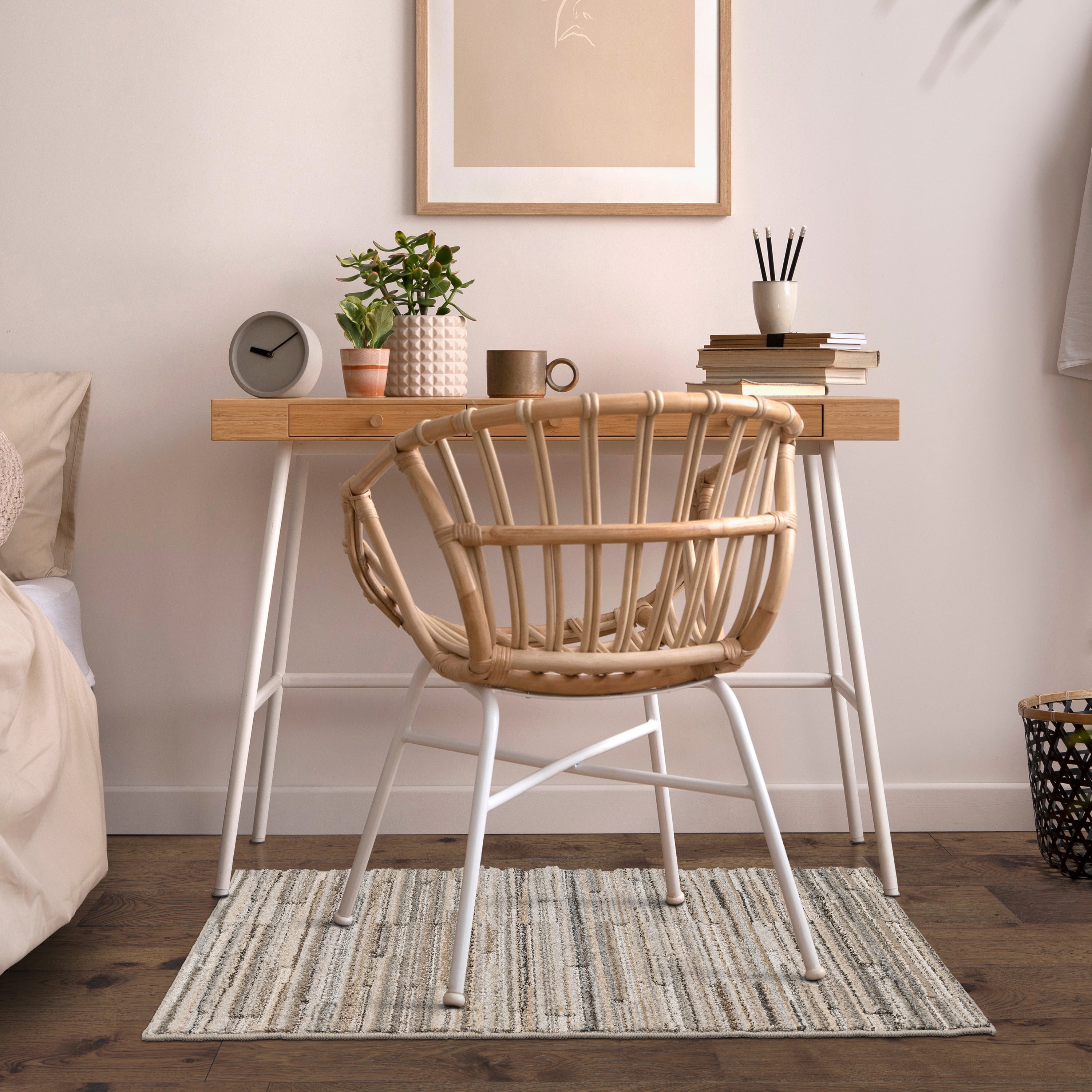 (2 pack) Mainstays Studio Plush Pixel Tan/Gray Indoor Accent Rug, 30" x 48"