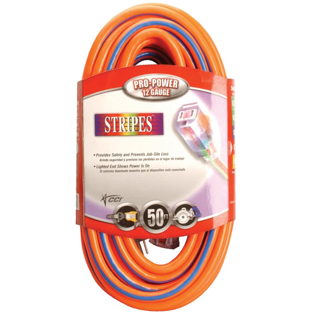 Coleman Cable 2548003V 50' 12/3 Stripes Outdoor Extension Cord