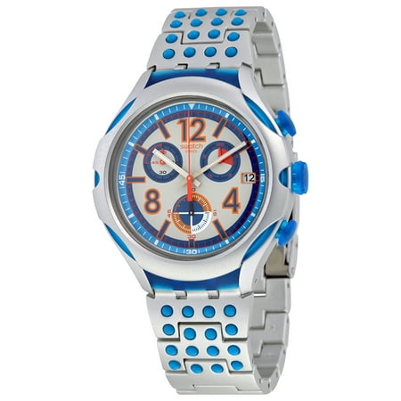 Swatch 16 Dots Chronograph Grey and Blue Dial Aluminium Unisex Watch YYS4007AG
