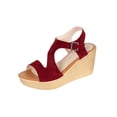 thumbnail image 2 of Sandalias de cuña Zapatos romanos para mujer Zapatos de boca de pez de tacón alto de gamuza Wmkox8yii  sa1509, 2 of 6