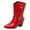 Red, variant on UngA Woman's Boots Wide Lace up Chunky Low Heel Booties Comfortable Round Toe Retro Cute Fall Winter Mid Calf Boots Women Red,Size 9.5