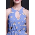 thumbnail image 2 of Bimba Bird Women Printed Crew Neck Side Slits Halter Dress Long Evening Gown-Large, 2 of 6