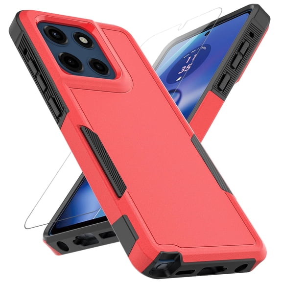 Dual Layer Phone Case compatible with Motorola Moto G Stylus 2025/Moto G Stylus 2026, Shockproof Heavy Duty Rugged Protective Cover with Screen Protector, Military Protection Tough Bumper, Black