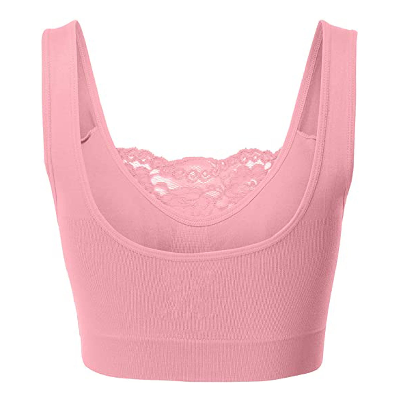 zuwimk Bras For Women Full Coverage, Push-Up Bra with Wonderbra Technology,  Smoothing Lace-Trim Bra with Push-Up Cups Pink,XL 